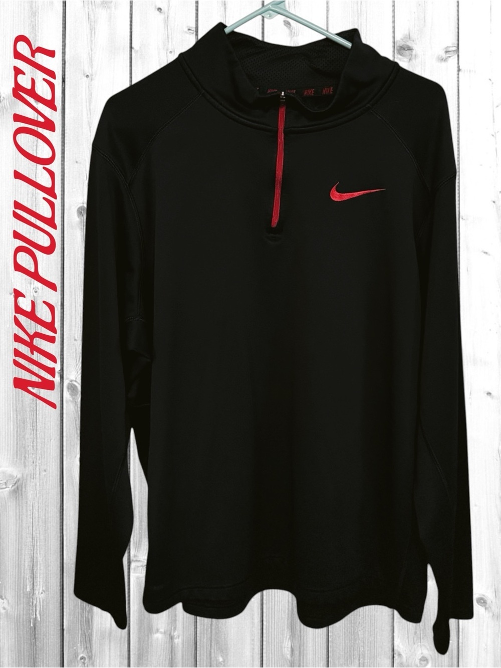 🌼Nike Black Long Sleeve Pullover with Red Swoosh Pullover